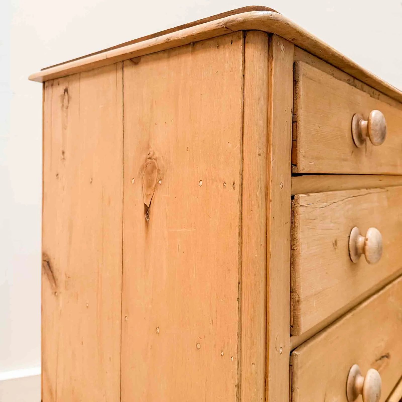 photo for sale Antique Pine Chest Of Drawers With Rounded Corners