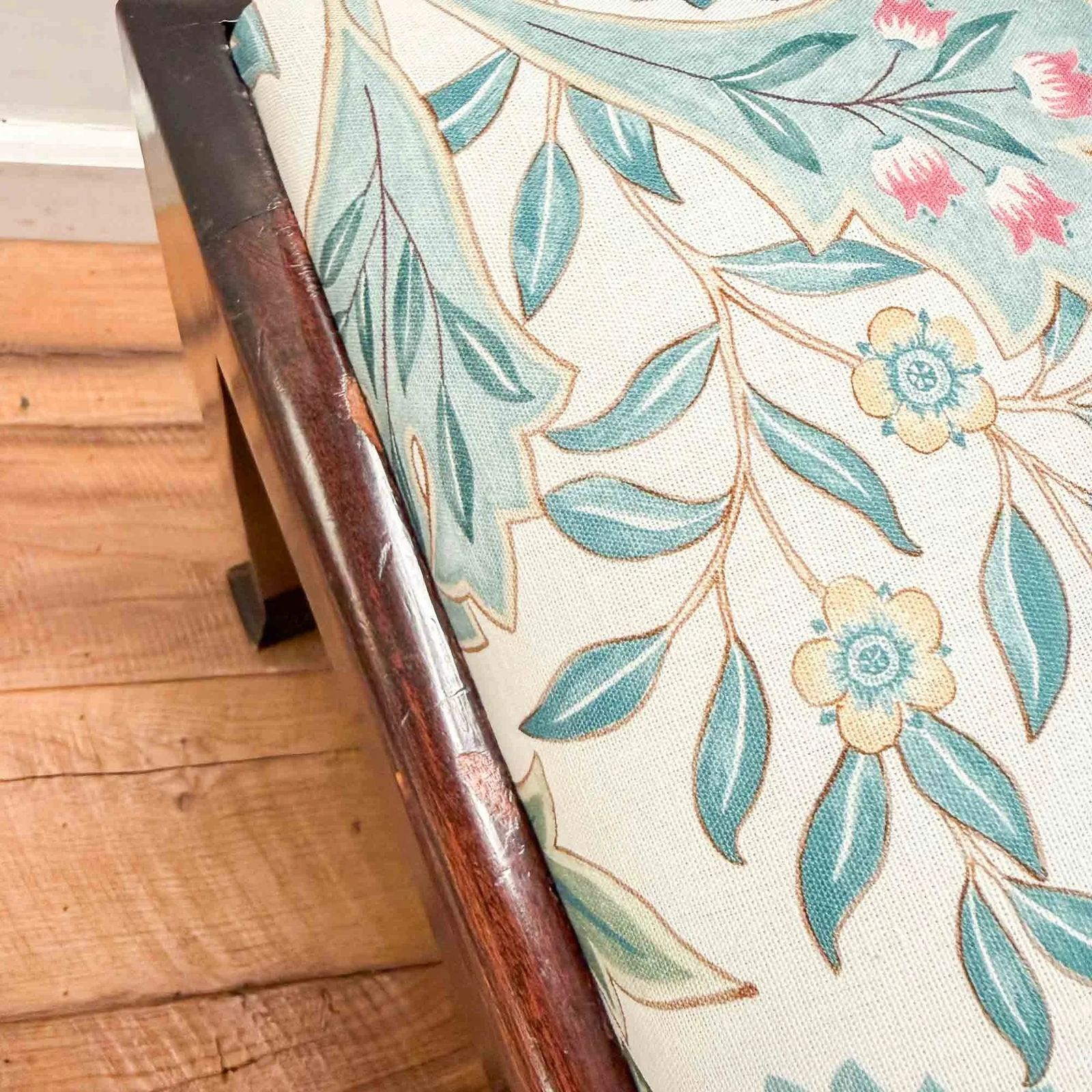 photo for sale Antique Mahogany Elbow Chair With William Morris 'Wilhelmina' Seat