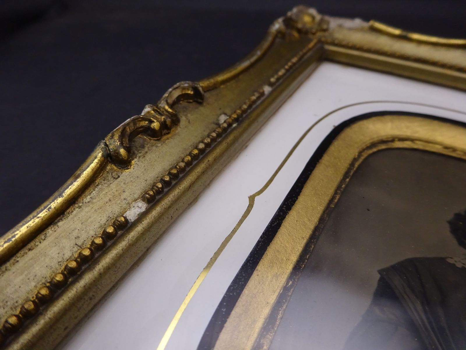 Original Victorian Framed Portrait, Ambrotype/Tintype Mid 1800s Gilt Gesso Frame photo Art