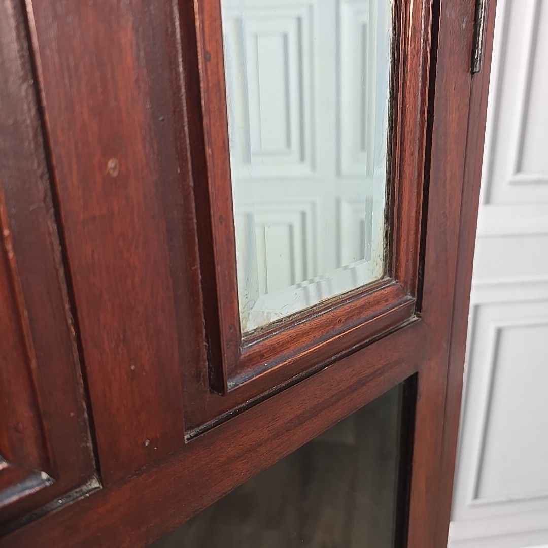 photo for sale Antique Display Cabinet Glazed Mahogany Music Storage Cupboard Wooden Sideboard