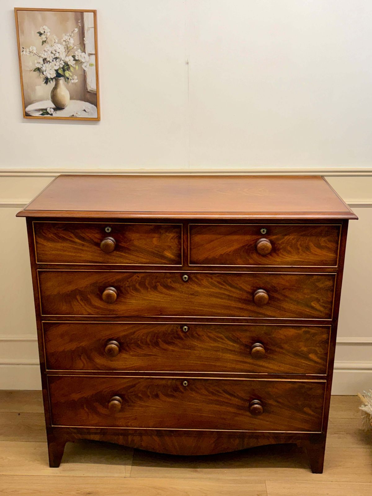 Antique Georgian Straight Front Chest Of Drawers photo vintage