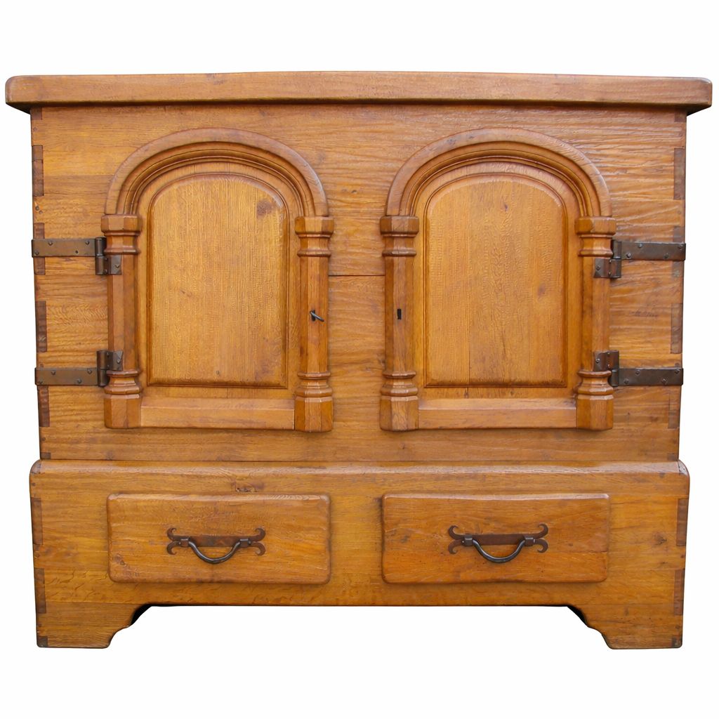 Rustieke eiken ladekast ca. jaren 1950 | Massief hout | Handgesmede beslag | Stevig