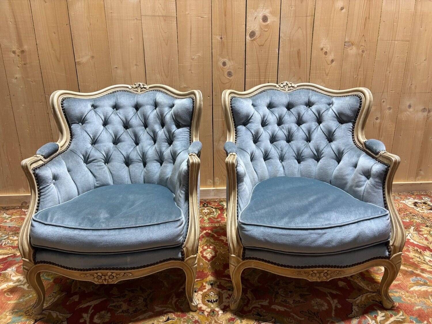Pair Of Blue Bergères In Louis XV Style photo furniture