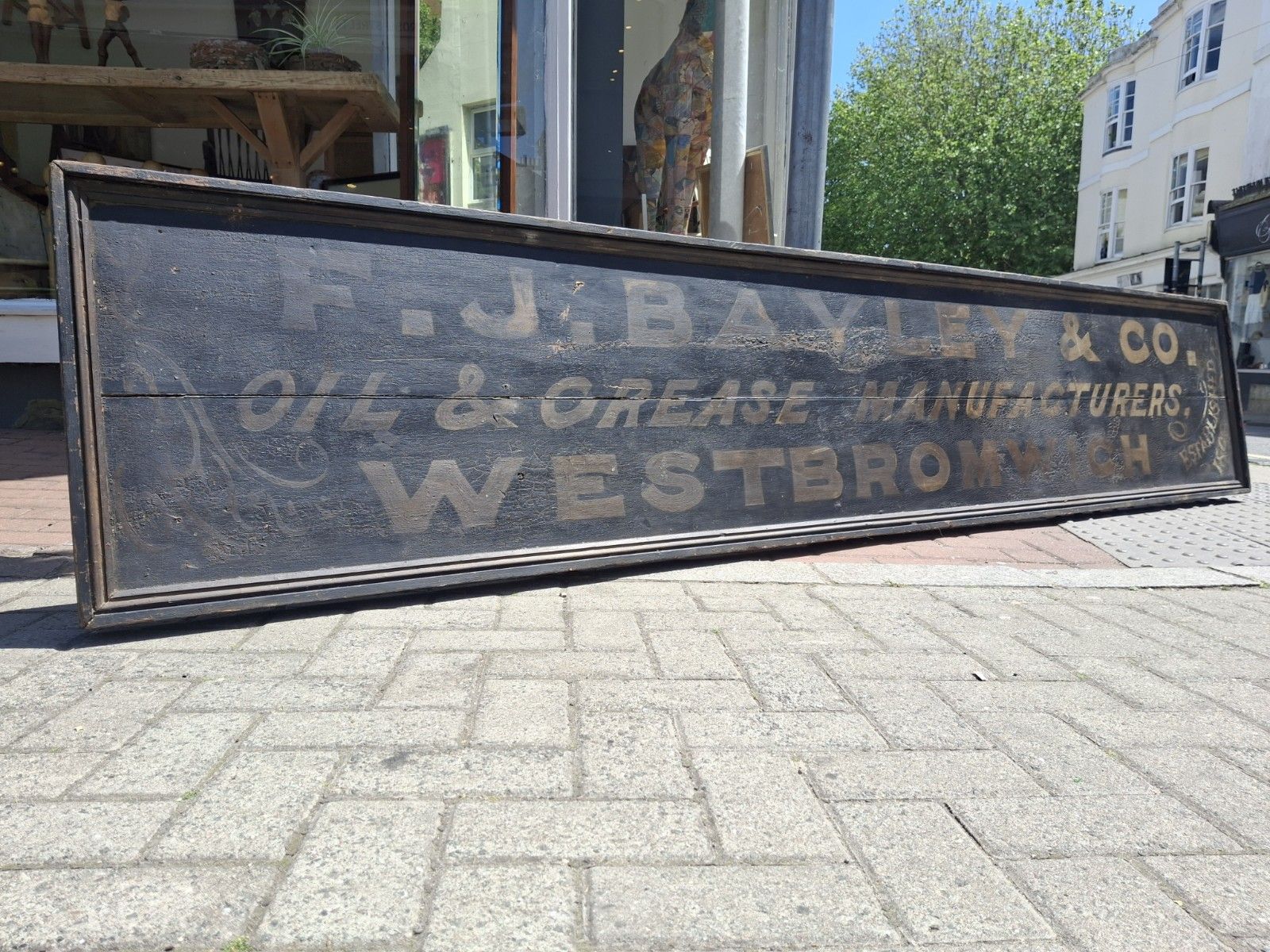 Huge Scale 19th Century Original Hand Painted Lubricants Factory Trade Sign. photo Home Decor