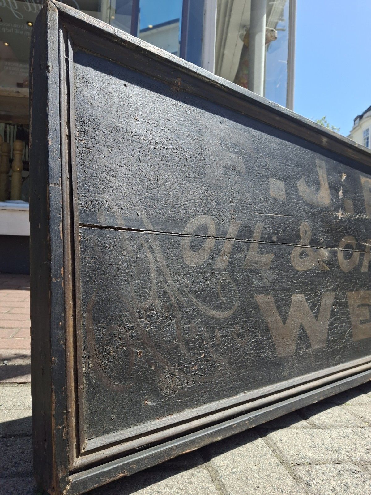 Huge Scale 19th Century Original Hand Painted Lubricants Factory Trade Sign. photo vintage
