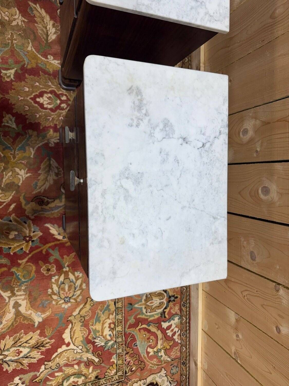 Art Deco Bedside Tables – Rosewood, Carrara Marble & Brass – Year photo vinterior