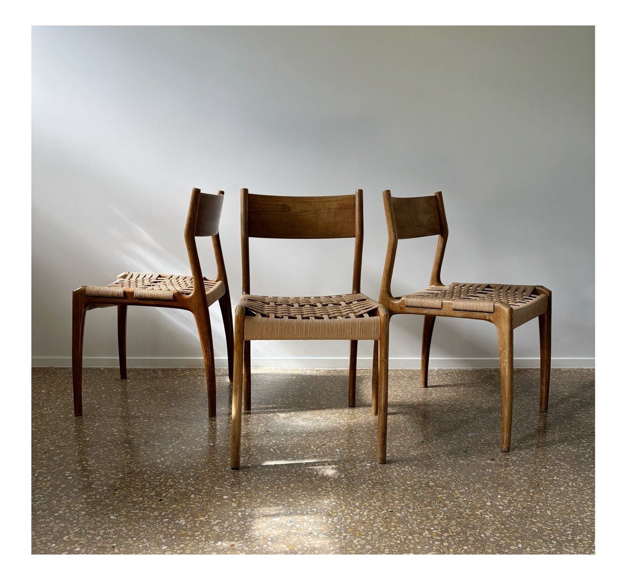 Mid Century Modern Dining Chairs, Italy, 1950s, Set Of 3