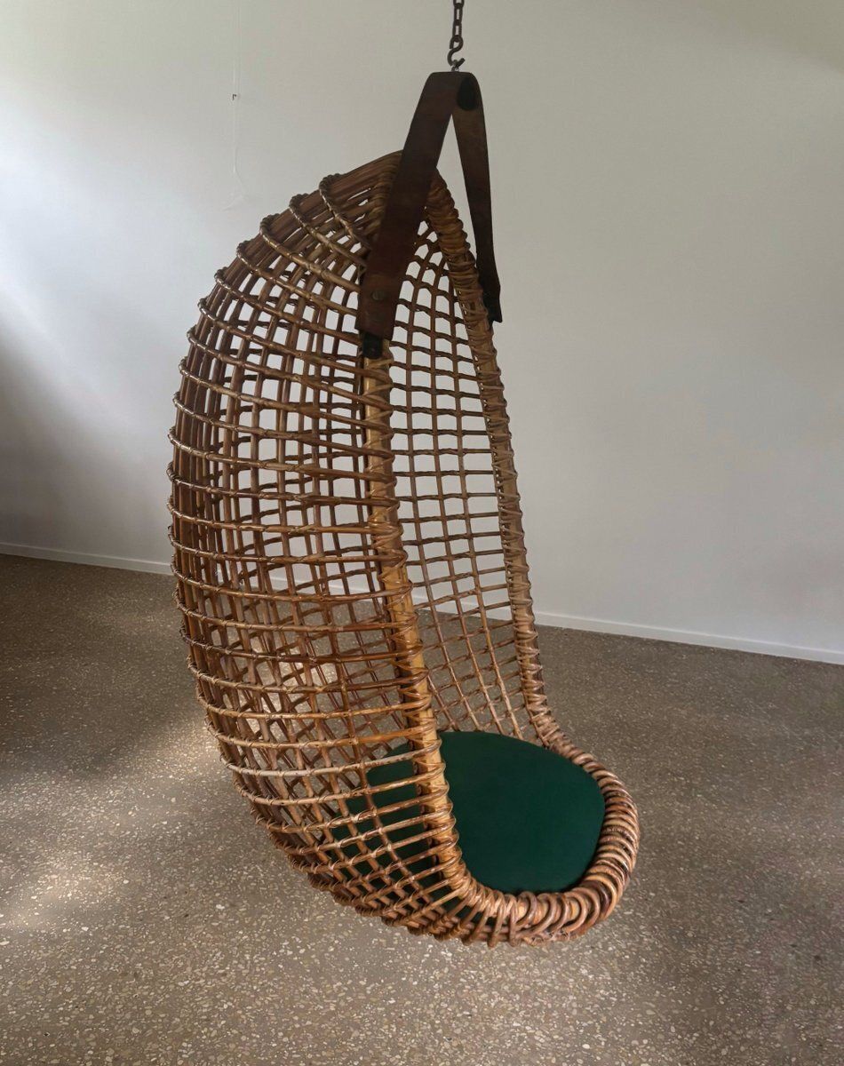 Eureka Hanging Basket Chair By Giovanni Travasa For Bonacina, Italy, 1950s photo furniture