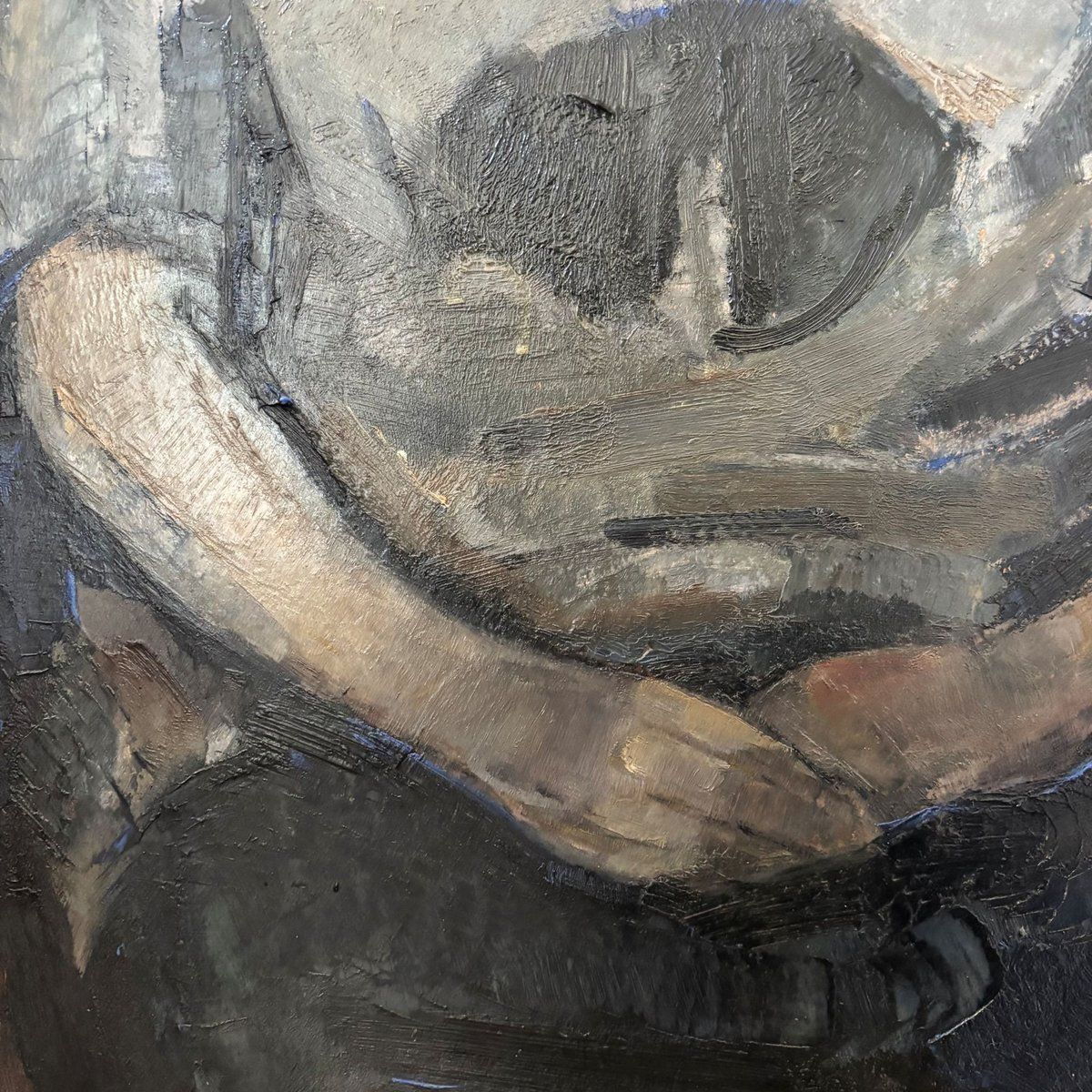 Arnout Colnot, Portrait Of A Woman, Verso: Resting Boys, Oil On Board, 1960s, Framed photo vinterior