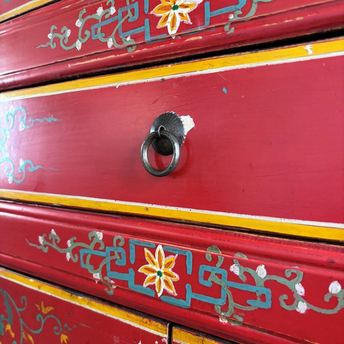 Chinoiserie Asian Wooden Cabinet With Flowers And Birds Decor photo vinterior