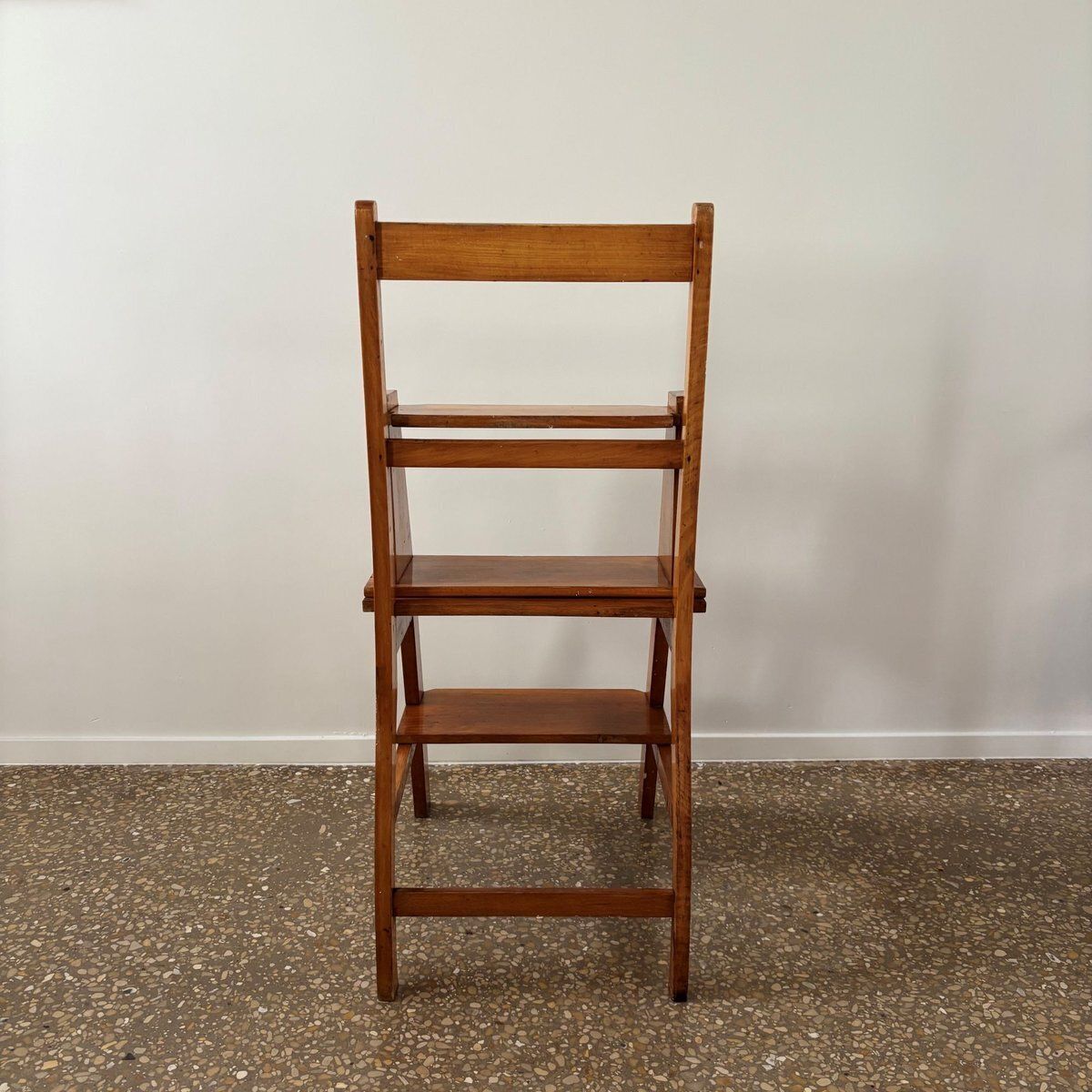 photo furniture Oak Wooden Library Ladder And Chair, Netherlands, 1930s