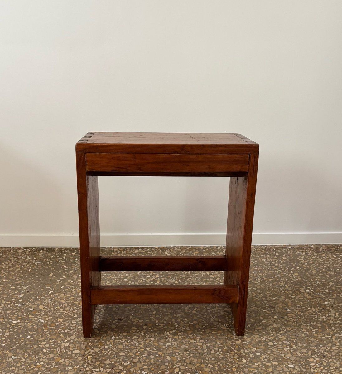 Brutalist Chalet Bench Or Factory Stool In Pine, France, 1950s photo 130.0