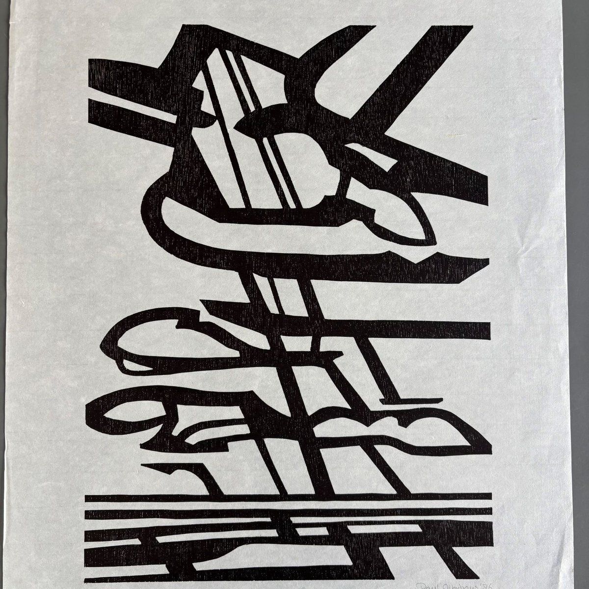 Paul Overhaus, Composition, 1986, Linocut Print On Japanese Paper photo for sale