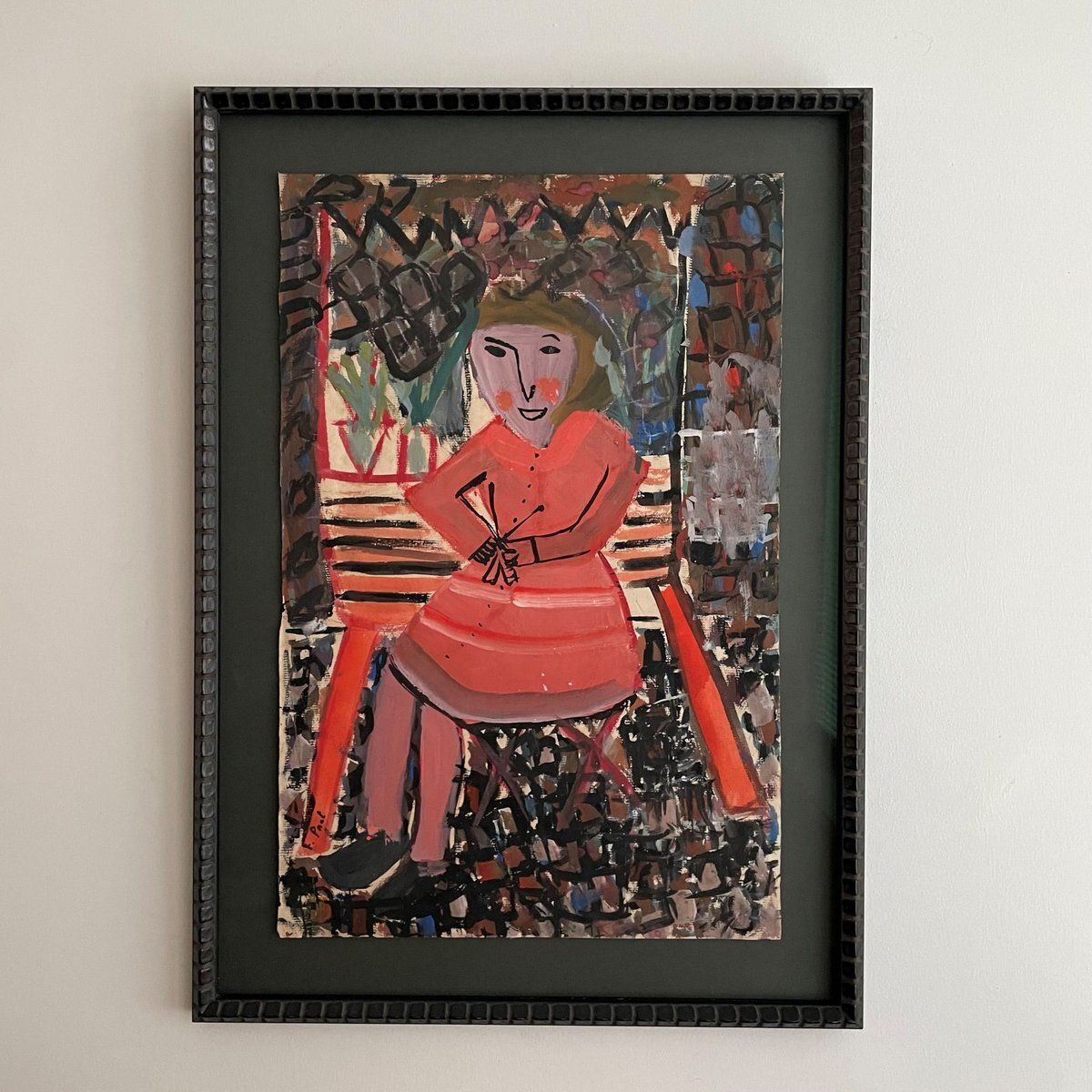 Frédérique Prat, The Flower Seller, 1950s, Gouache On Paper photo furniture