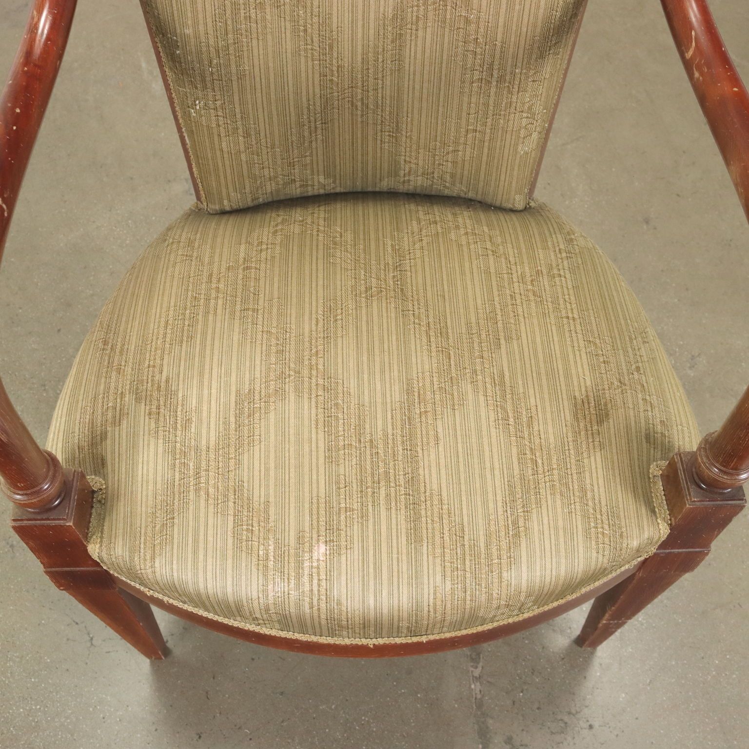 Vintage Chair Fabric Wood With Armrests Design Italy 1950s 1960s photo vinterior