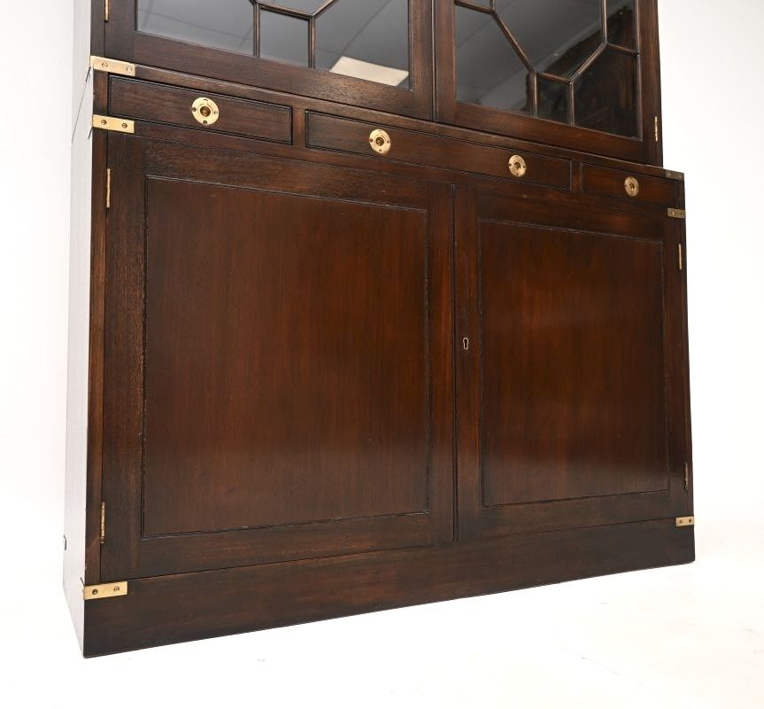 Antique Military Campaign Style Mahogany Bookcase photo vinterior