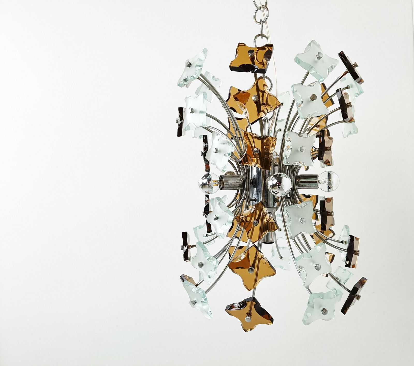 Mid Century Glass Sputnik Chandelier, 1970s
