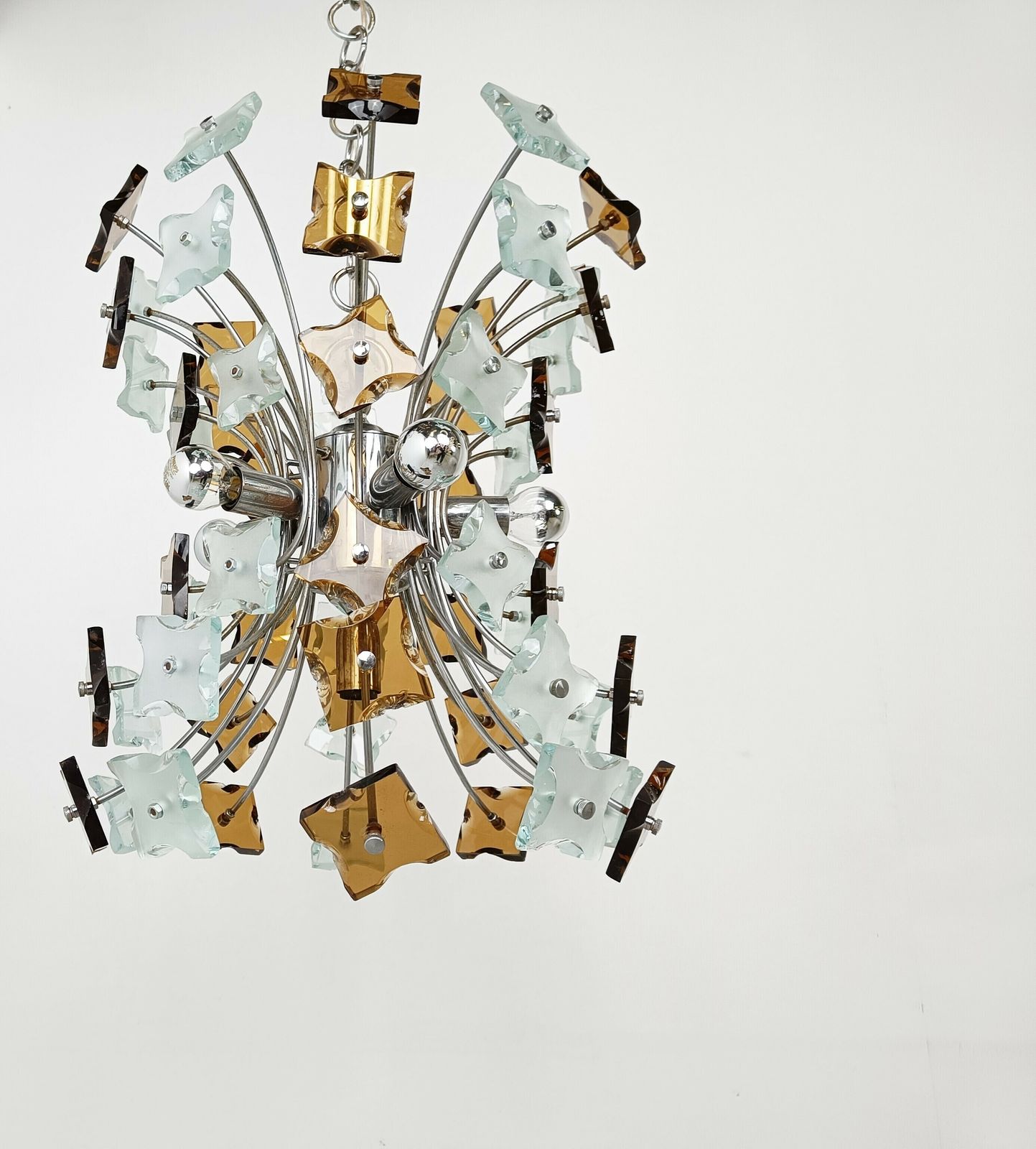 photo furniture Mid Century Glass Sputnik Chandelier, 1970s