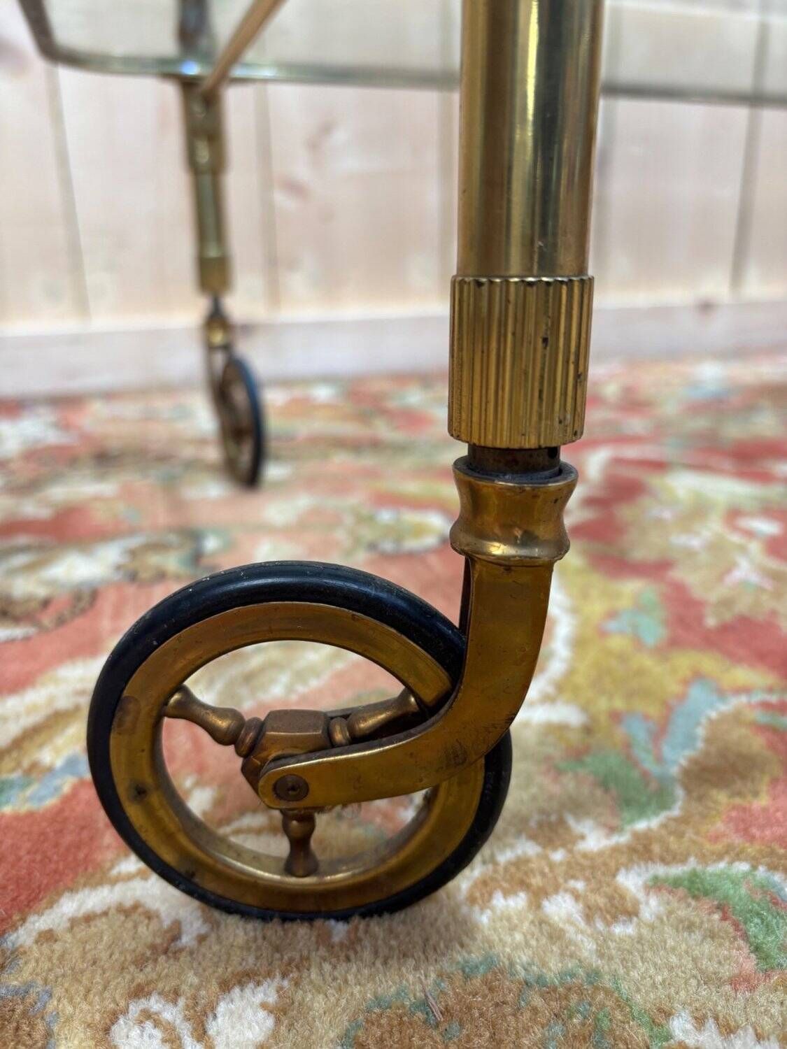 Glass, Brass, And Wood Side Table From The 1950s/60s. photo 312.0
