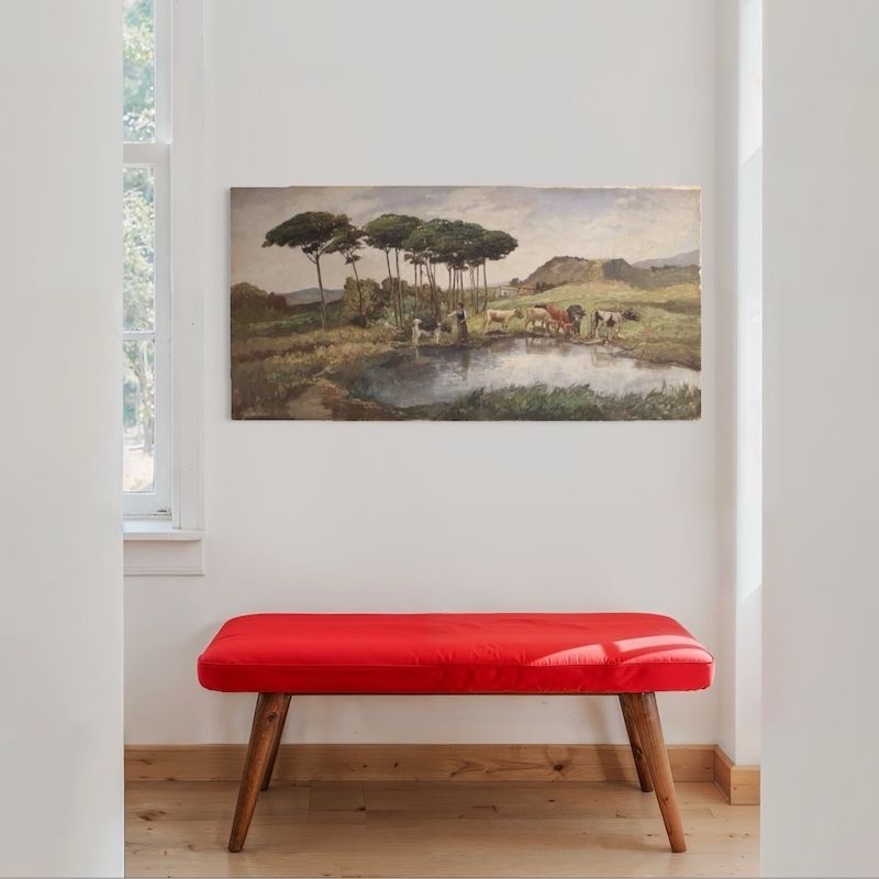 Peinture de paysage bucolique signée Giron, début du XXe siècle photo 1300.0