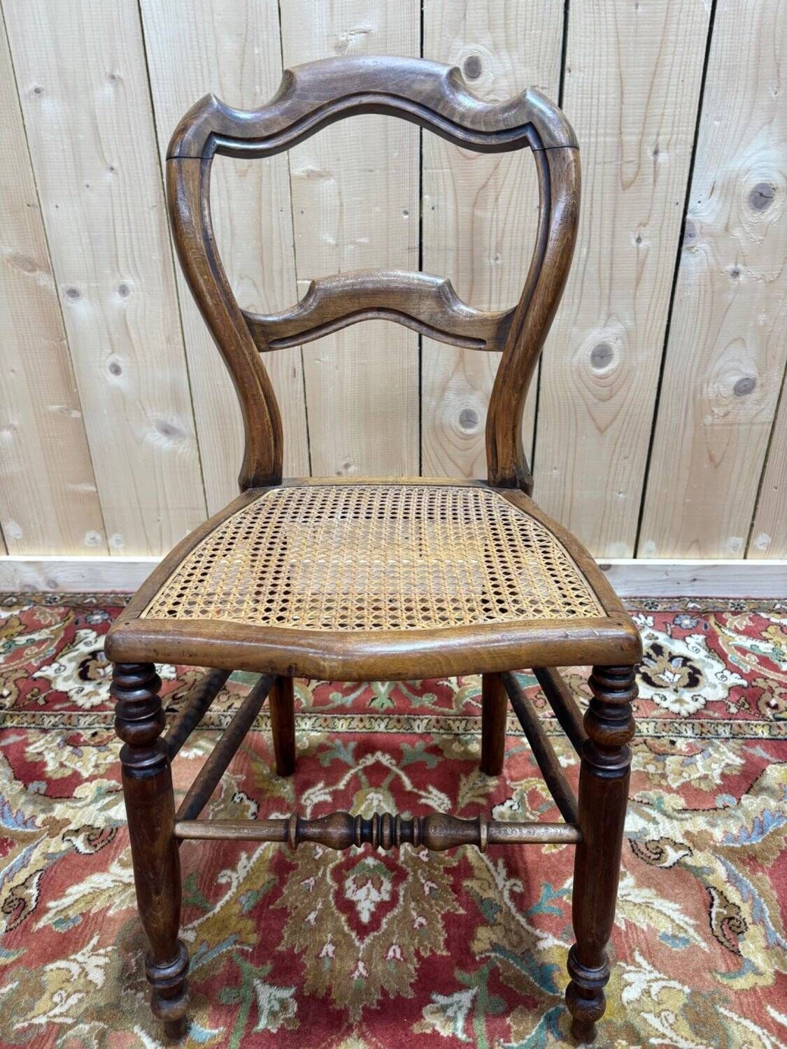 Set Of 6 Louis Philippe Caned Walnut Chairs, 19th Century. photo 649.0