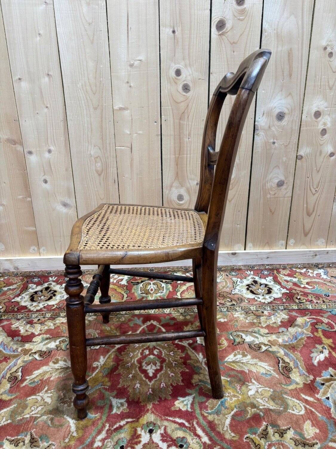 Set Of 6 Louis Philippe Caned Walnut Chairs, 19th Century. photo vintage