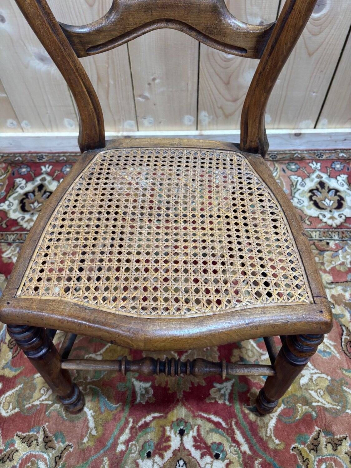 photo furniture Set Of 6 Louis Philippe Caned Walnut Chairs, 19th Century.