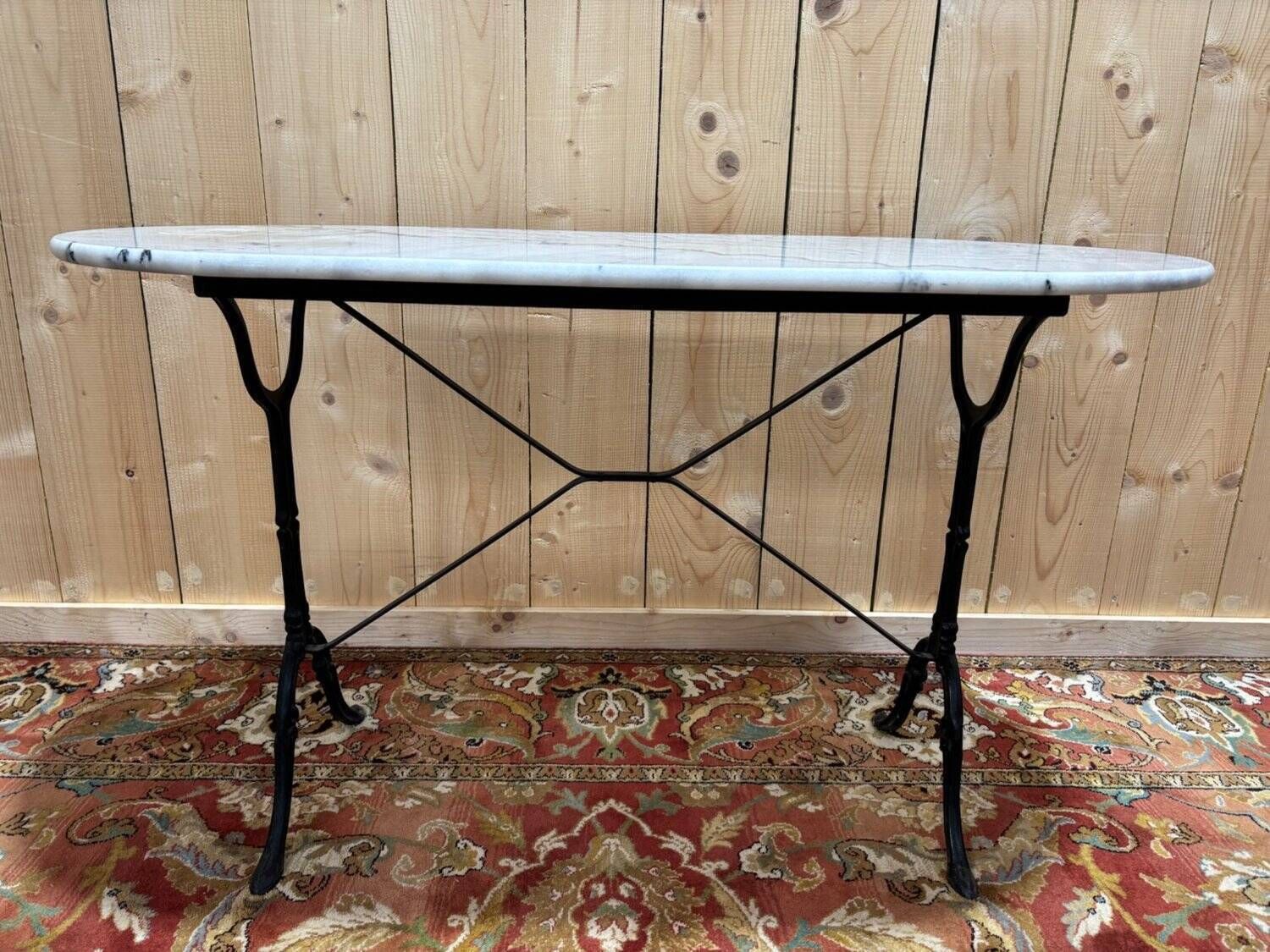 Authentic Bistro Table With White Marble And Cast Iron From The Early 20th Century. photo Furniture