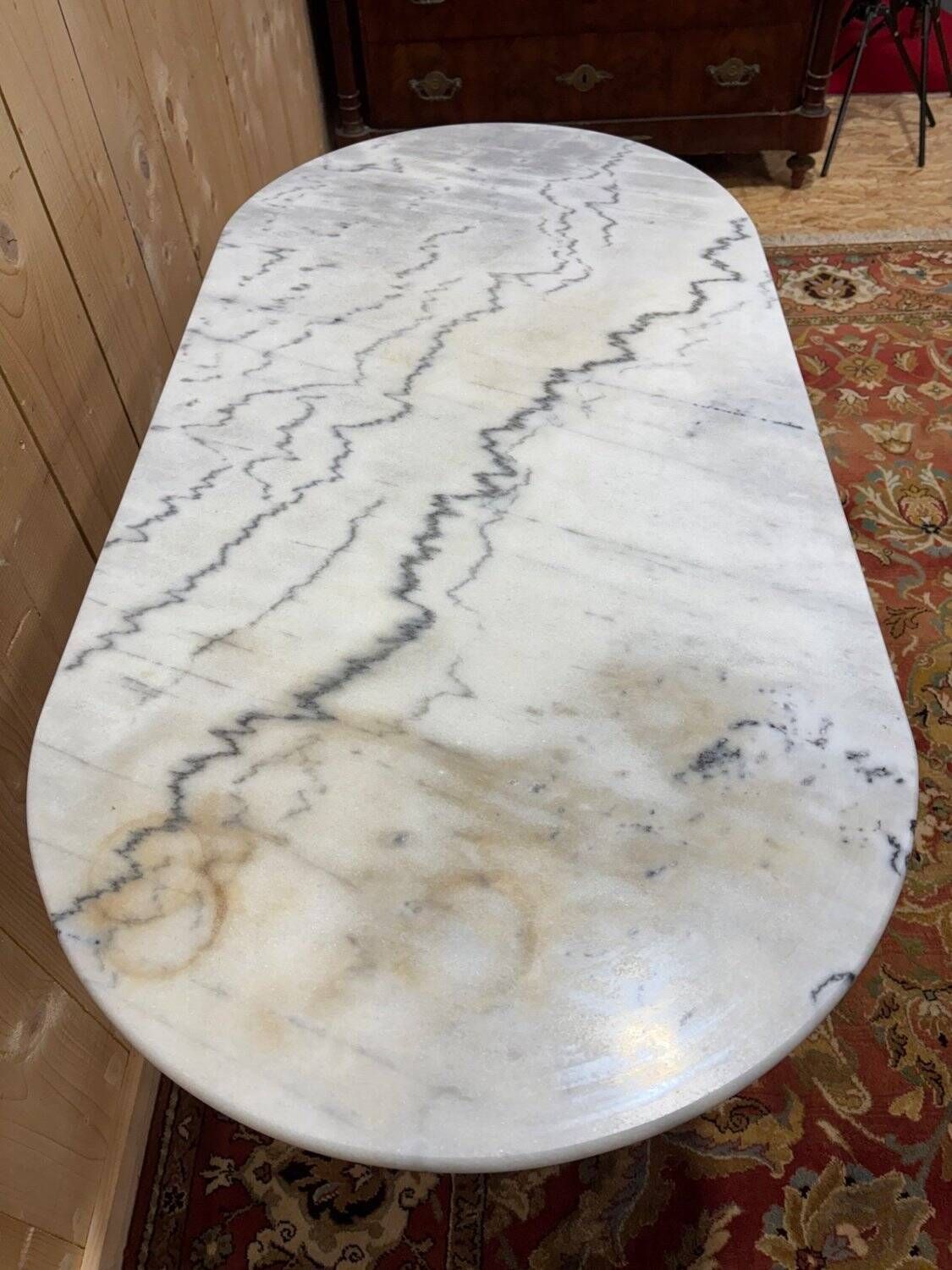 Authentic Bistro Table With White Marble And Cast Iron From The Early 20th Century. photo 433.0