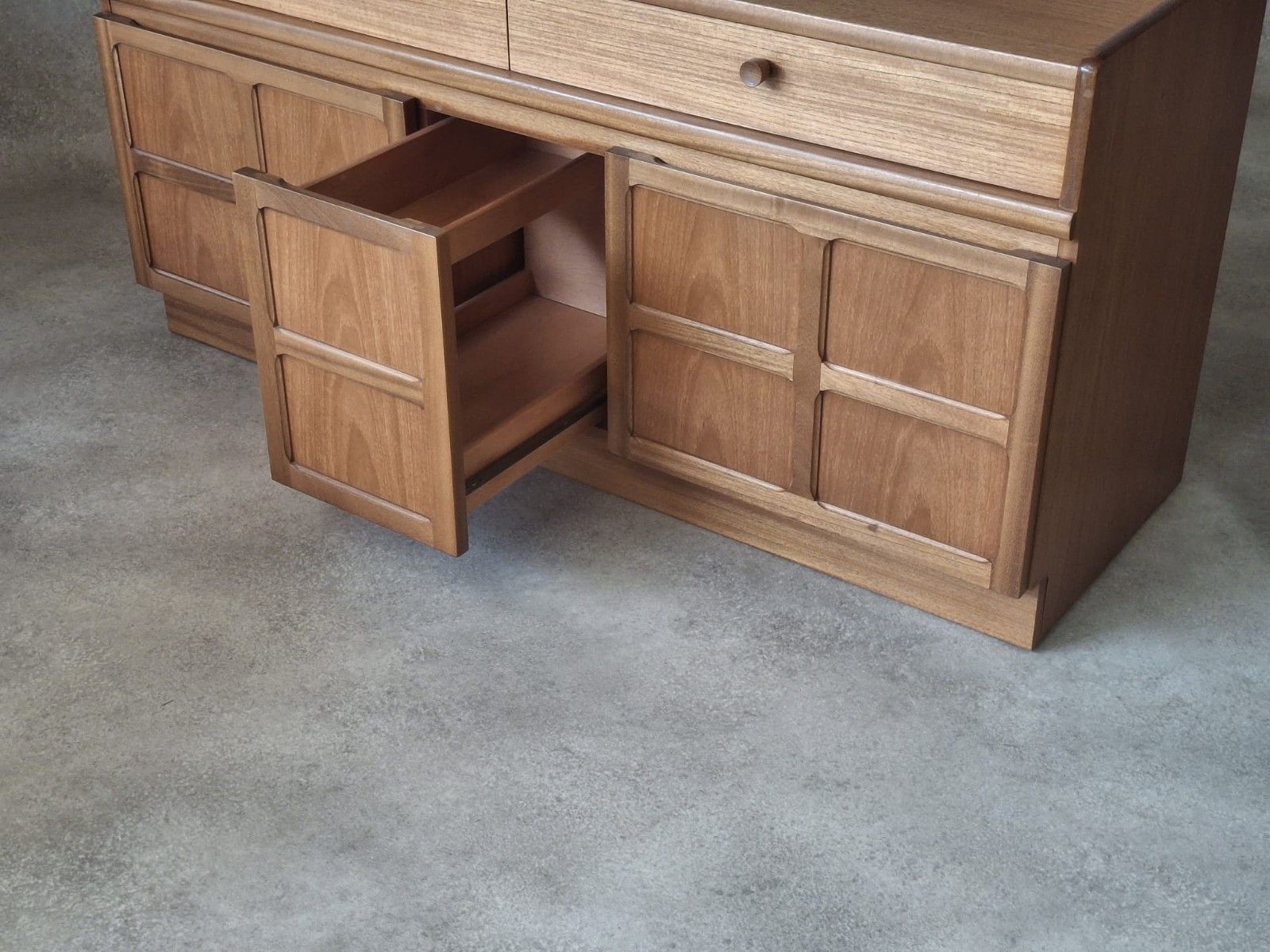 Nathan Furniture Teak Sideboard Record Cabinet / Media Cupboard photo Furniture