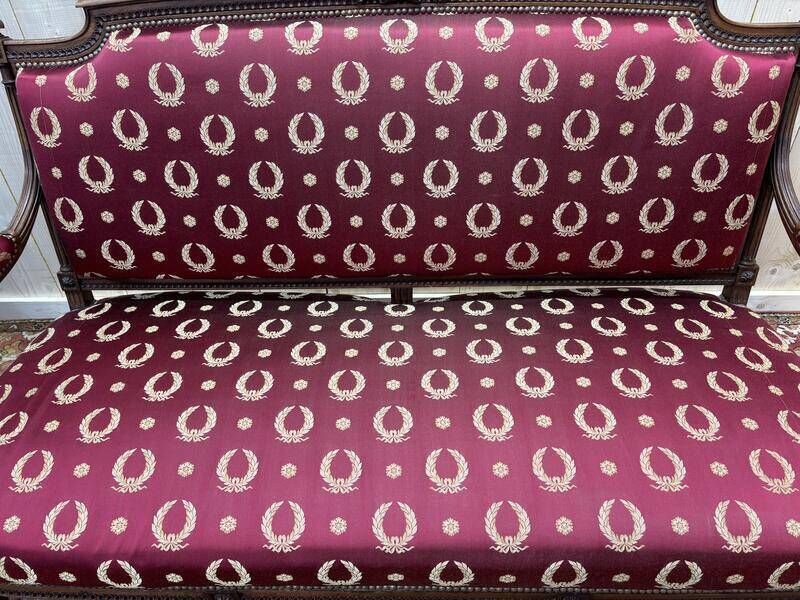 photo for sale Louis XVI Style Bench In Burgundy Fabric