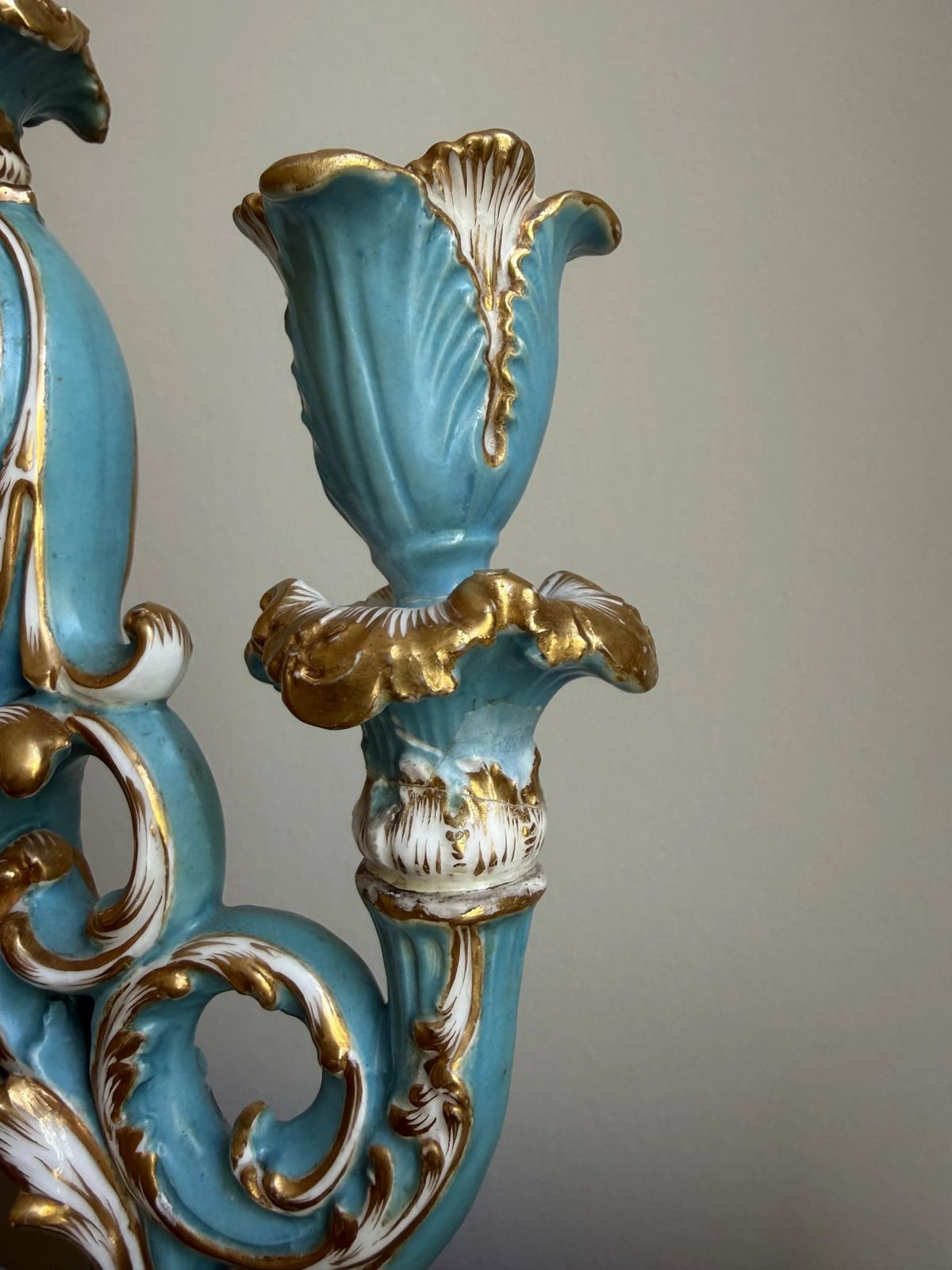 Early 19th Century Porcelain Candelabrum, Attributed To Coalport photo Home Decor