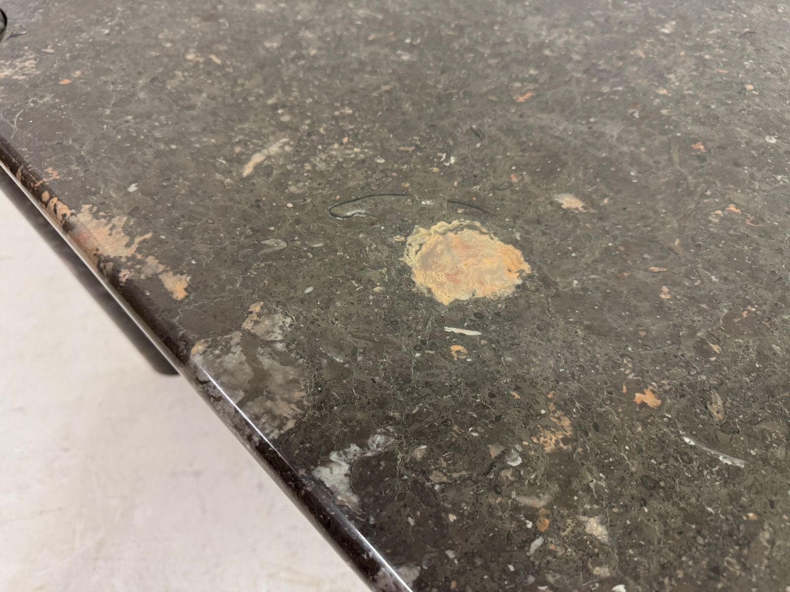 1980s Sculptural Eye Shaped Coffee Table In Fossil Marble photo buy