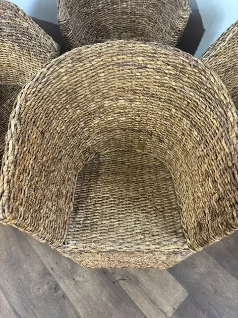 Set Of Four Hand Woven Abaca Fibre Tub Chairs photo for sale