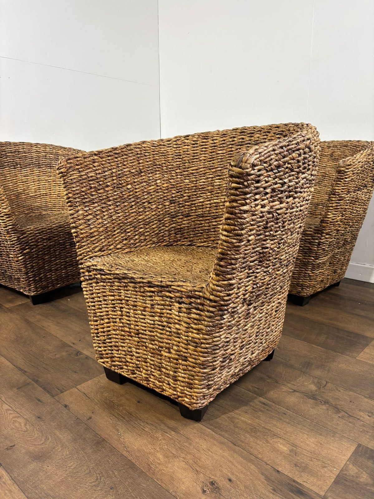 Set Of Four Hand Woven Abaca Fibre Tub Chairs photo 439.0