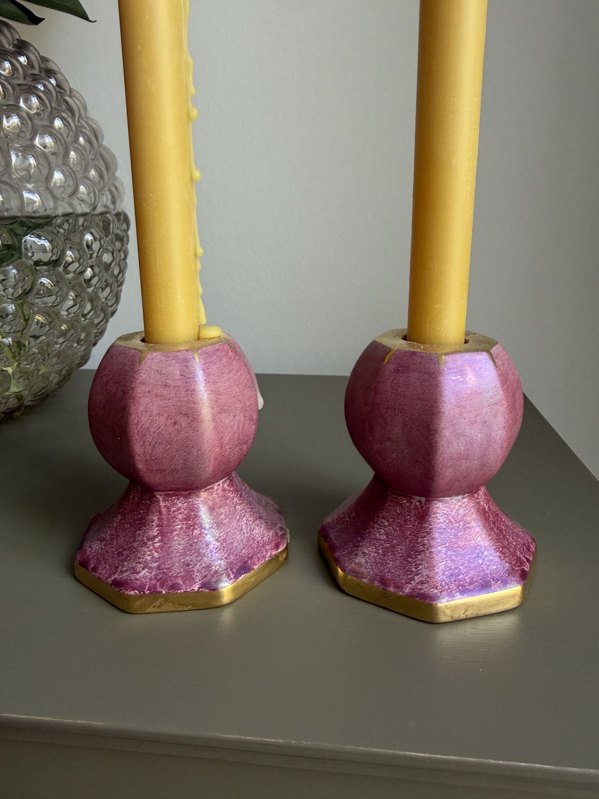 Midcentury Pink Porcelaine Candle Holders photo furniture