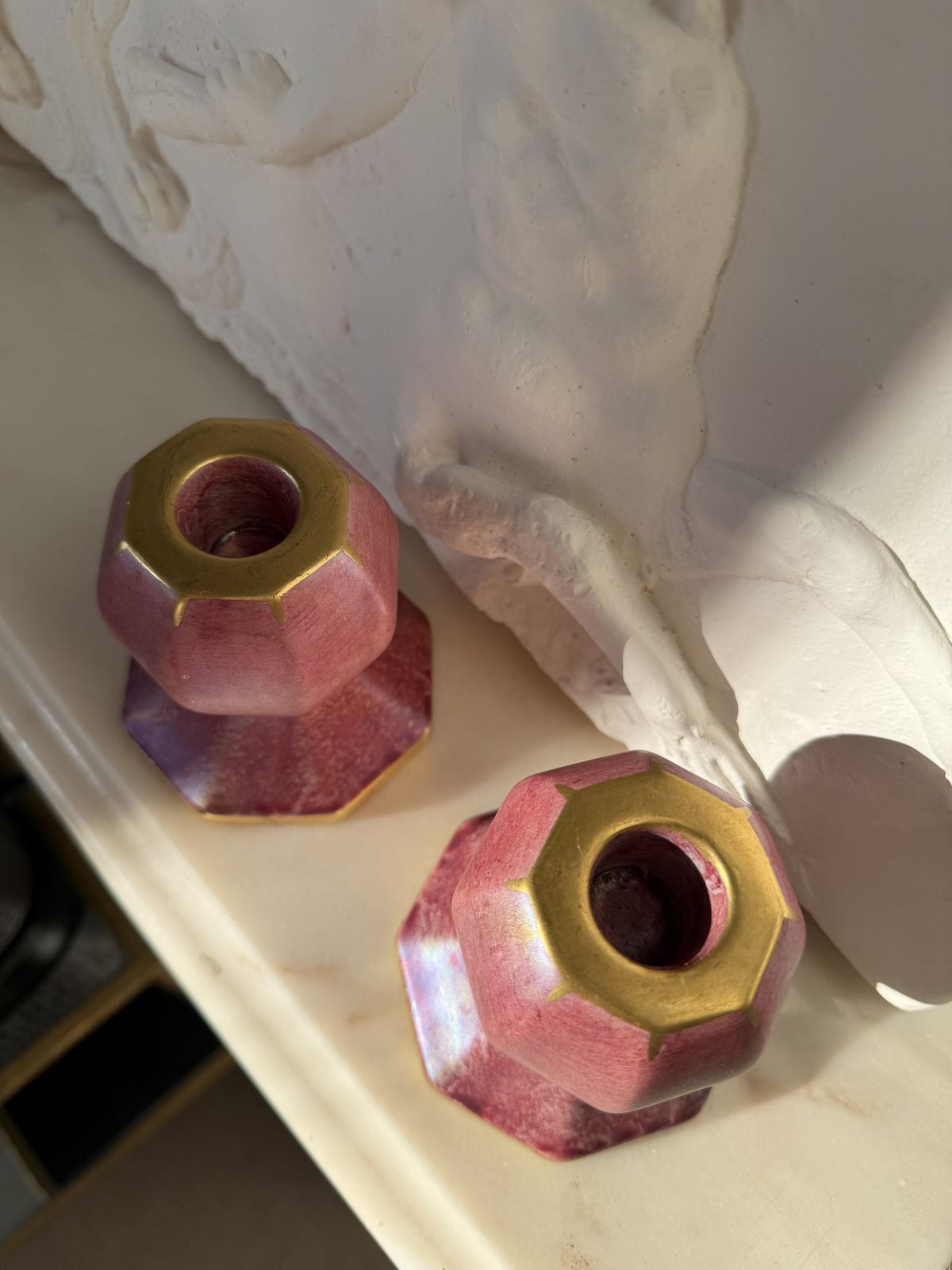 Midcentury Pink Porcelaine Candle Holders photo 180.0