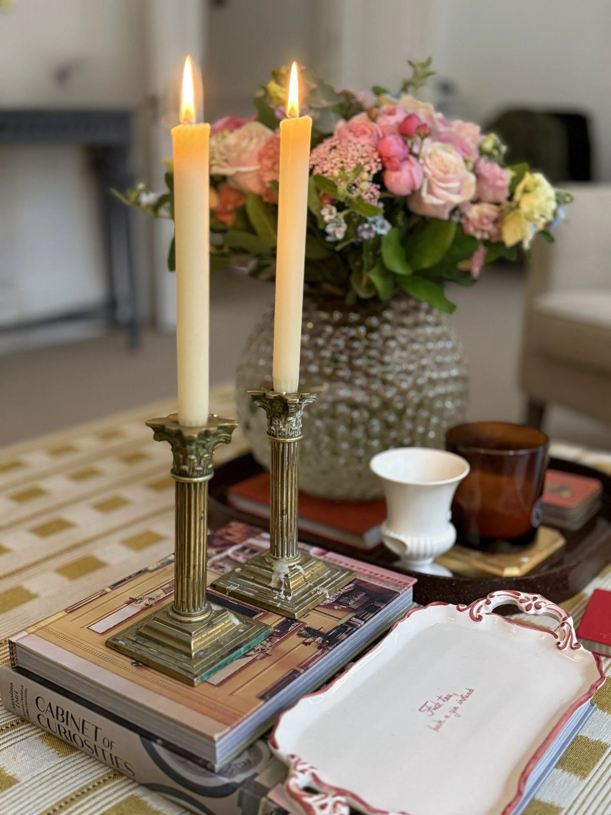 Antique Pair Of Corinthian Candle Holders photo for sale