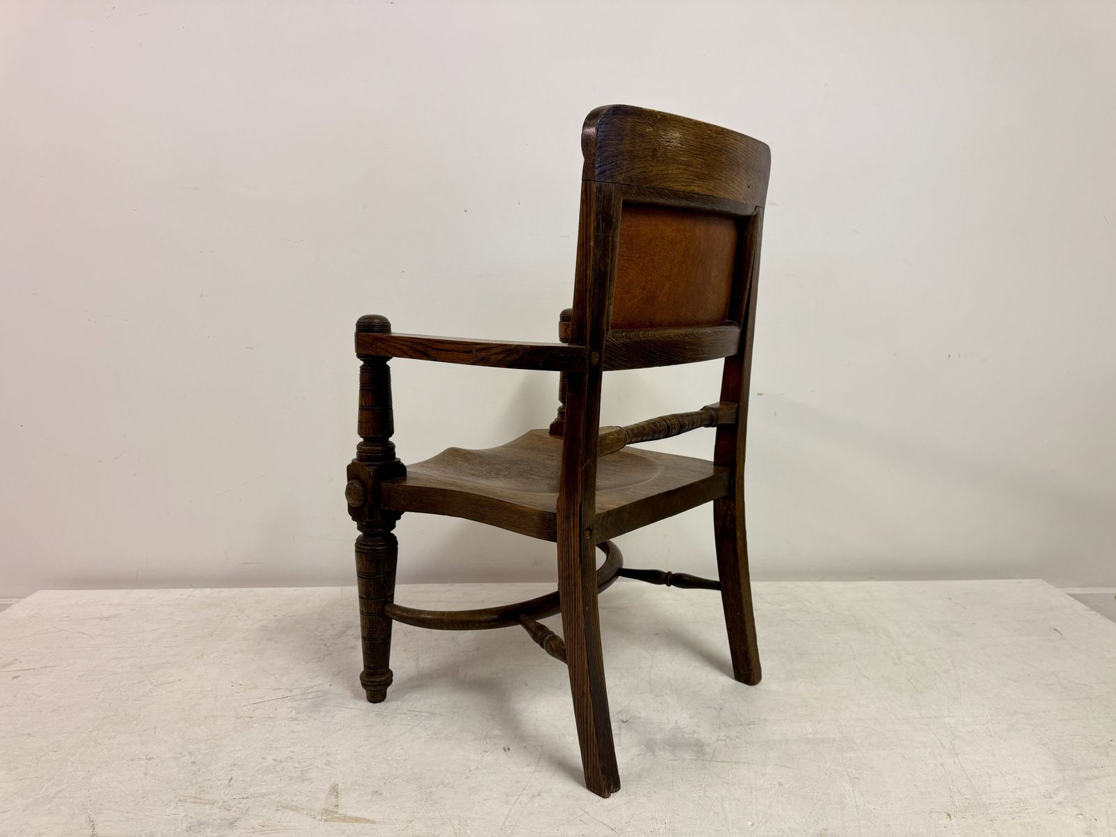 Furniture Early 20th Century Arts And Crafts Oak Armchair With Saddle Seat photo