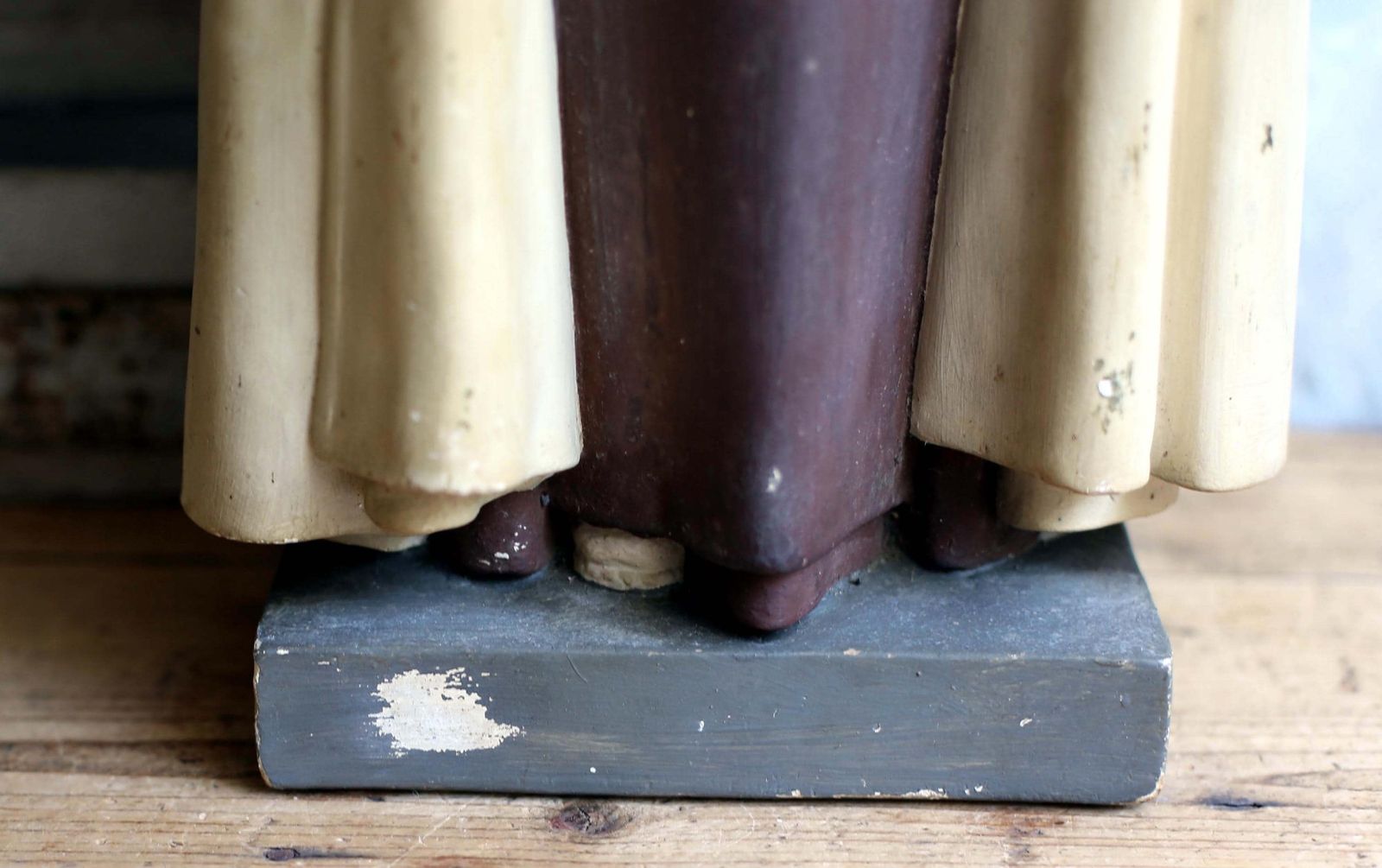 Huge French Antique Chalkware Saint Teresa Large Polychrome Sainte Therese Statue photo vinterior