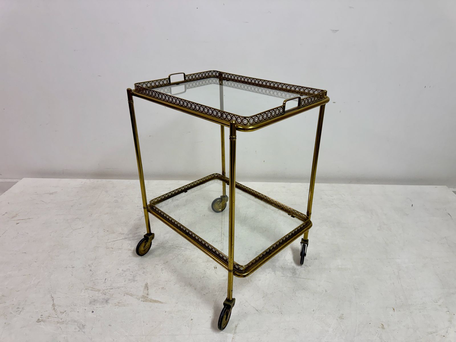 1960s French Brass Drinks Trolley Or Bar Cart photo vintage