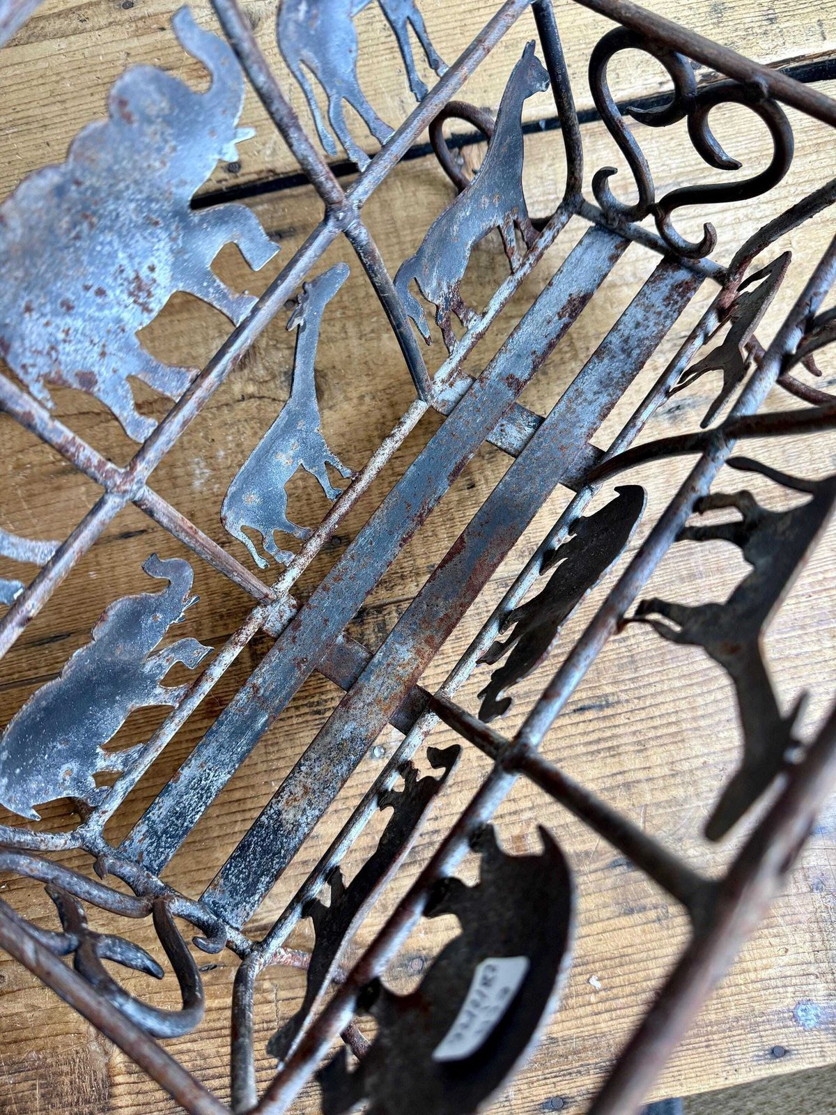 Home Decor Animal Magazine Rack Jean Touret Rusty Wrought Iron 1950s Brutalism photo