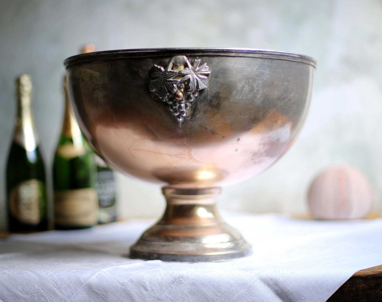 Large Antique Bricout Champagne Bath Silver Plate Ice Bucket French Wine Cooler