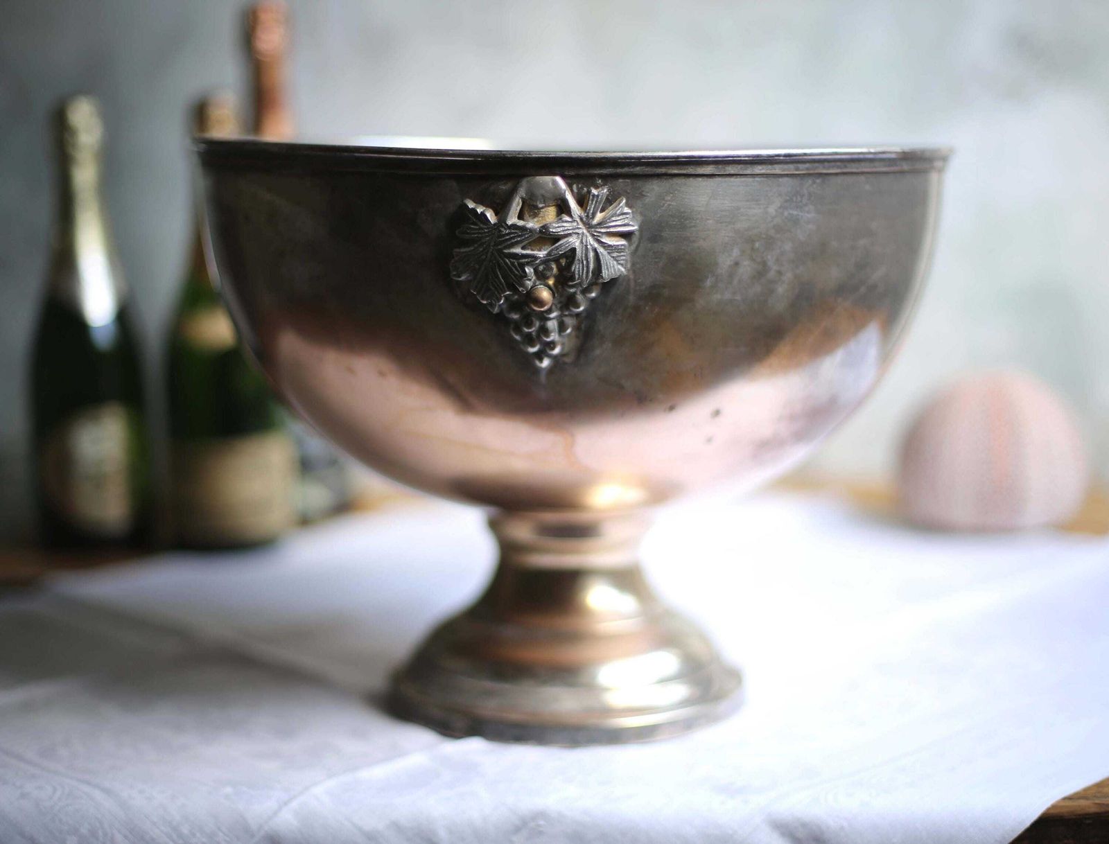 Home Decor Large Antique Bricout Champagne Bath Silver Plate Ice Bucket French Wine Cooler photo