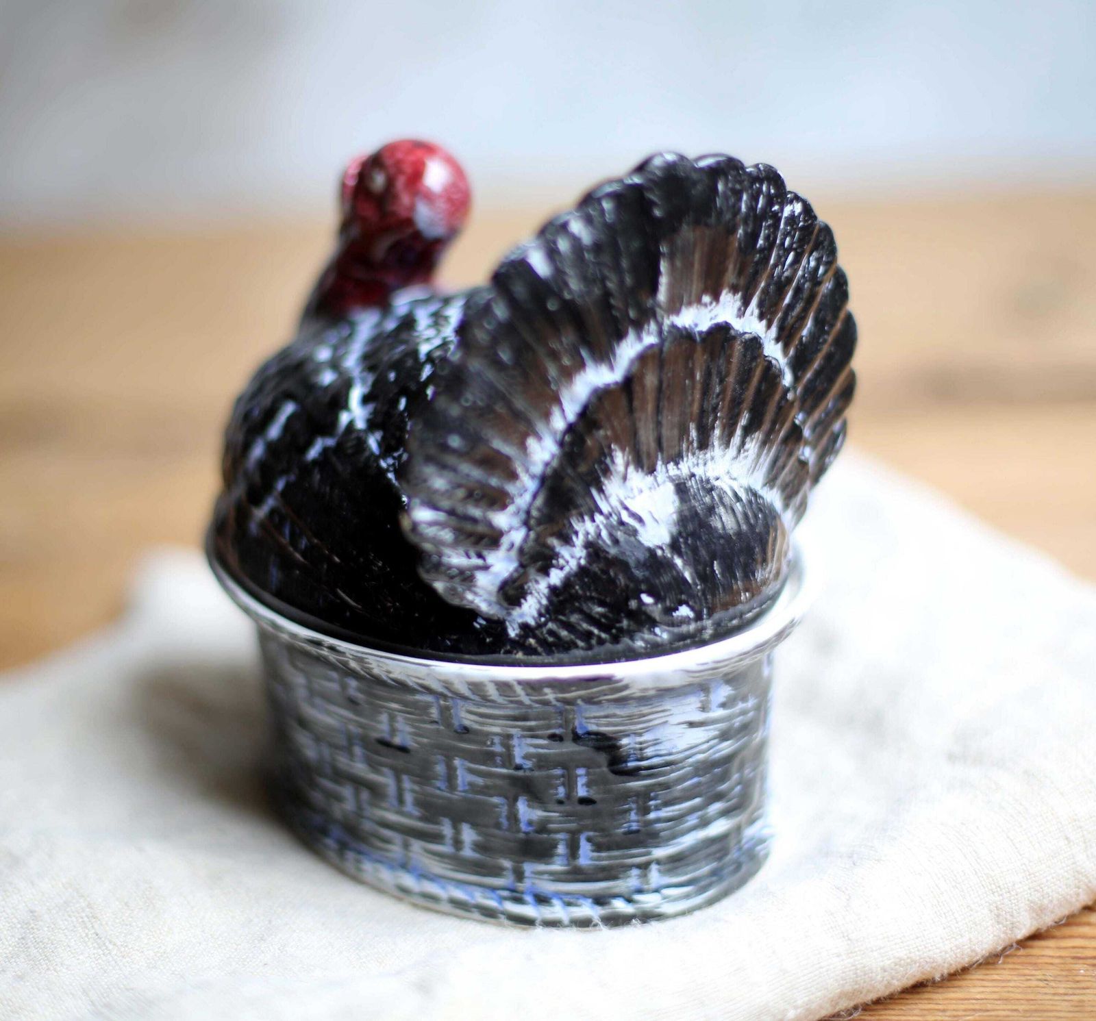 Vintage French Majolica Turkey Tureen Small Ceramic Dish By Geo Paris Je T'aime photo buy