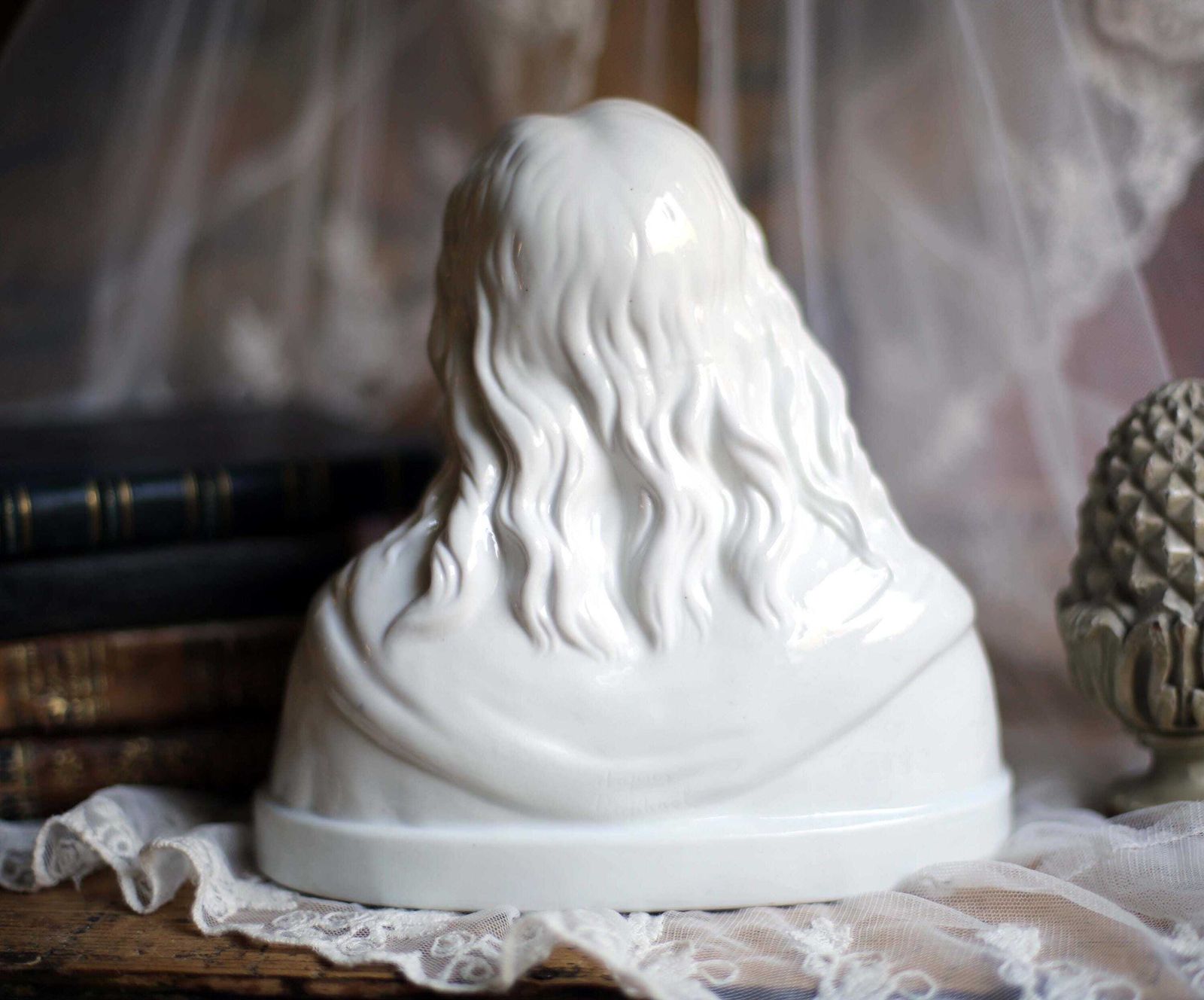 Antique Bust Of Jesus Christ White Porcelain Religious Statue C.1800s D'apres Raphael photo 168.0