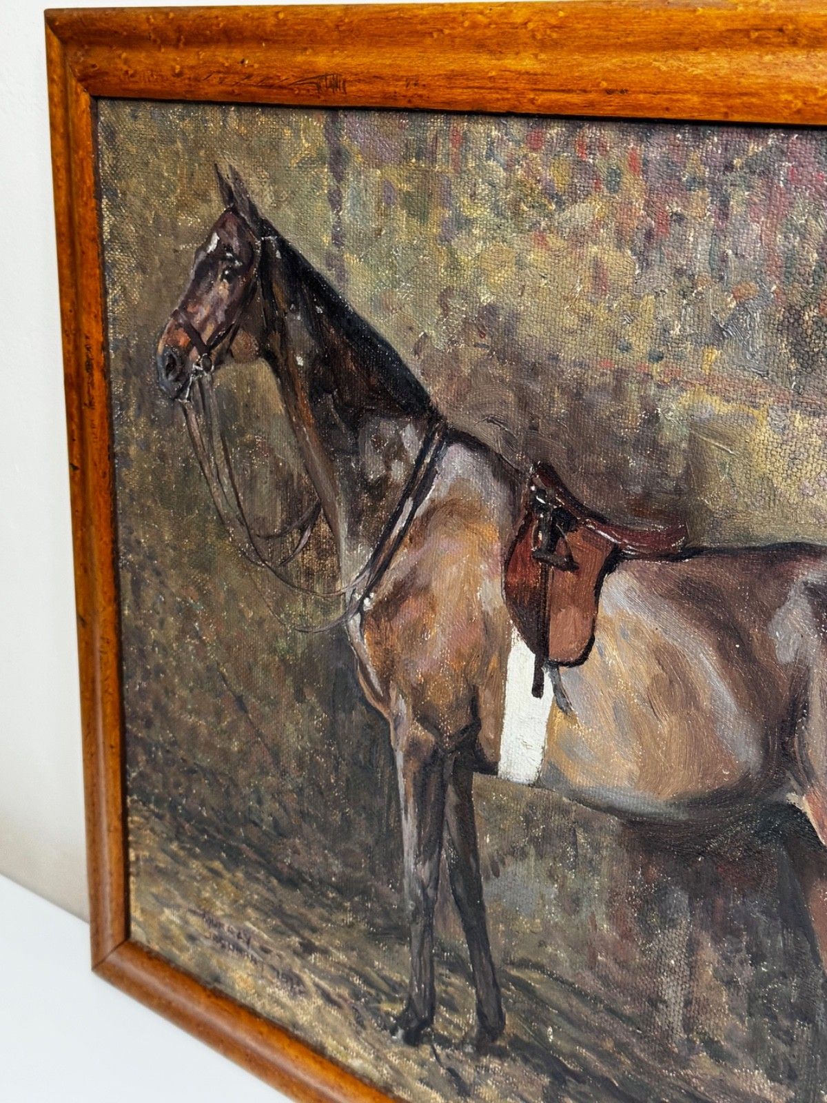 Early 20th Century Oil Painting Kitty Bay Hunter Mare Of The Chiddingfold, Leconfield & Cowdray Hunt Stables Signed By Murray Mcneel Caird Urquhart photo vinterior