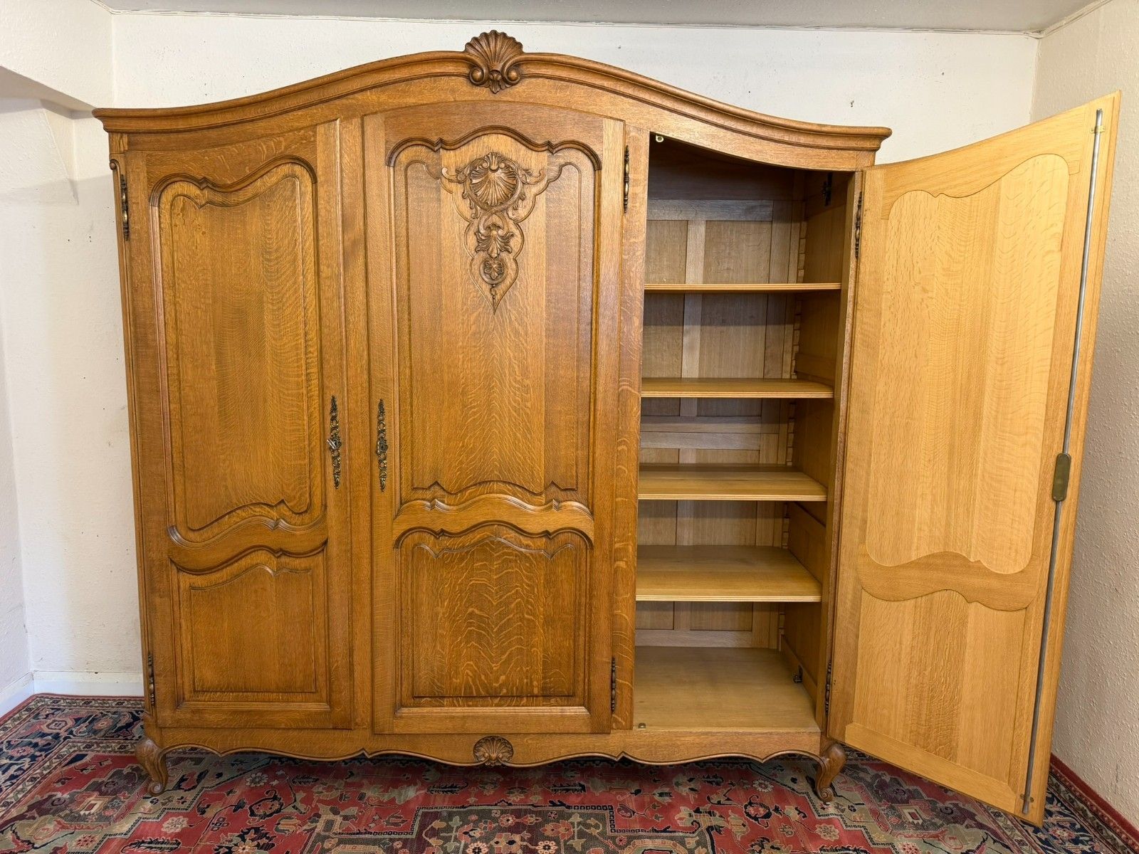 Furniture Quality French Oak Three Door Armoire/Wardrobe Circa 1950 photo