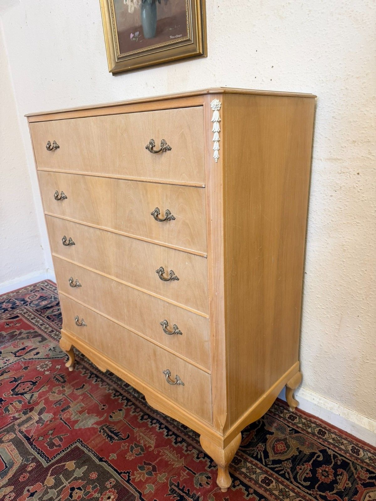 Bleached Walnut Chest Of Five Drawers Circa 1940 photo furniture