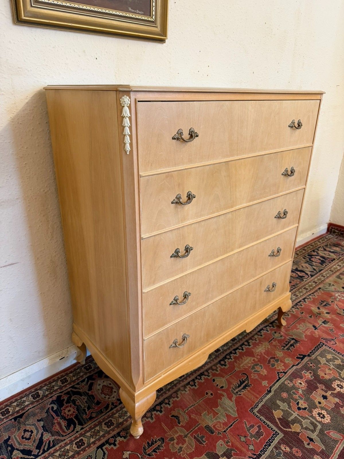 Bleached Walnut Chest Of Five Drawers Circa 1940 photo Furniture